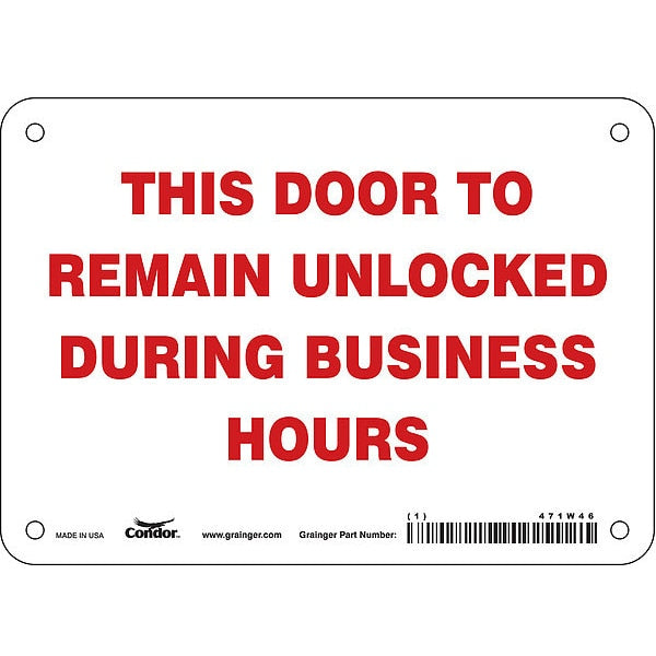Safety Sign, 5 in Height, 7 in Width, Vinyl, Horizontal Rectangle, English, 471W46