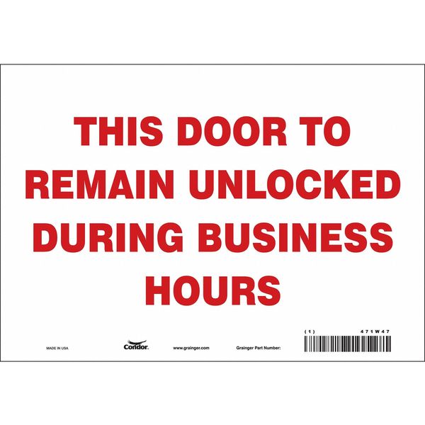 Safety Sign, 7 in Height, 10 in Width, Vinyl, Vertical Rectangle, English, 471W47