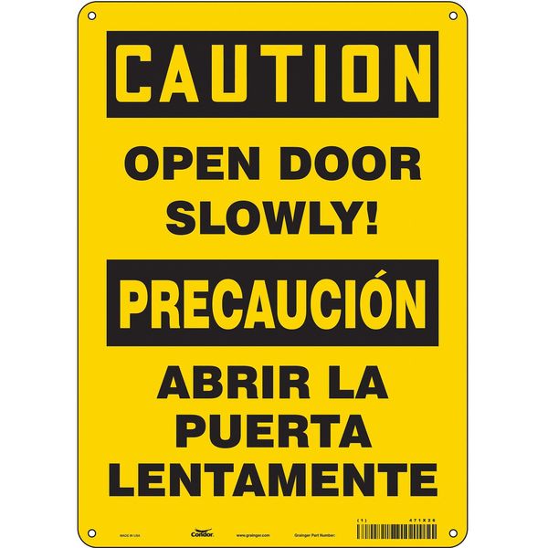 Safety Sign, 14 in Height, 10 in Width, Aluminum, Vertical Rectangle, English, Spanish, 471X26