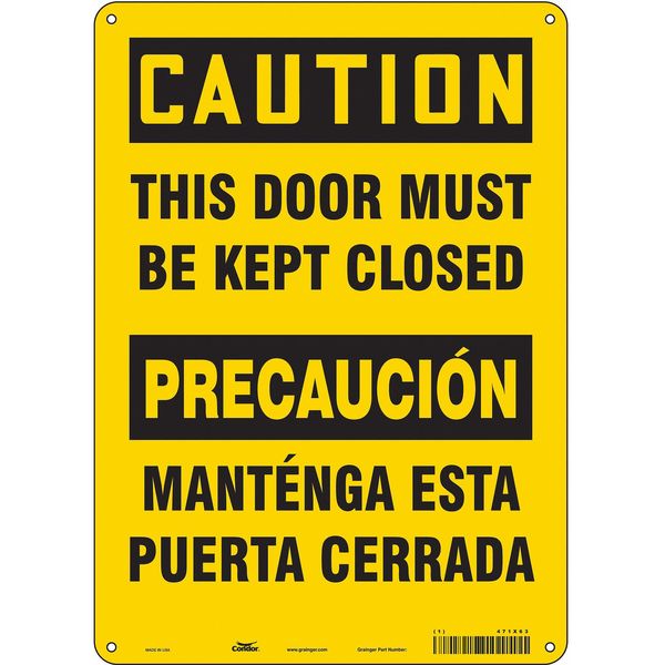 Safety Sign, 14 in Height, 10 in Width, Aluminum, Vertical Rectangle, English, Spanish, 471X63