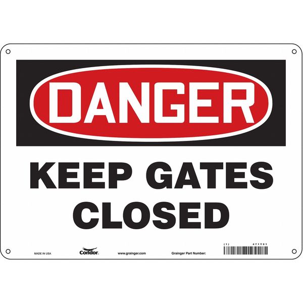 Safety Sign, 10 in Height, 14 in Width, Aluminum, Horizontal Rectangle, English, 471Y01