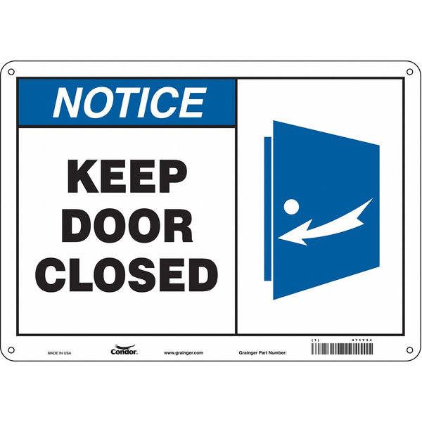 Safety Sign, 10 in Height, 14 in Width, Aluminum, Horizontal Rectangle, English, 471Y34