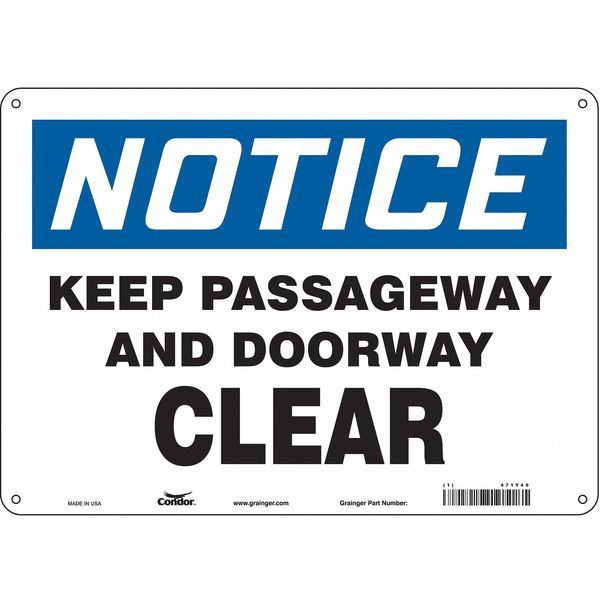 Safety Sign, 10 in Height, 14 in Width, Polyethylene, Horizontal Rectangle, English, 471Y49