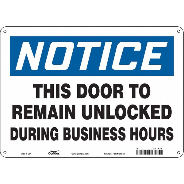 Safety Sign, 10 in Height, 14 in Width, Aluminum, Horizontal Rectangle, English, 471Z02