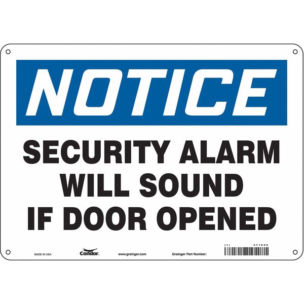 Safety Sign, 10 in Height, 14 in Width, Aluminum, Horizontal Rectangle, English, 471Z08