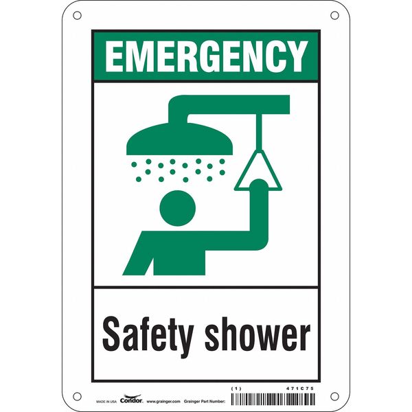 Safety Sign, 10 in Height, 7 in Width, Aluminum, Horizontal Rectangle, English, 471C75