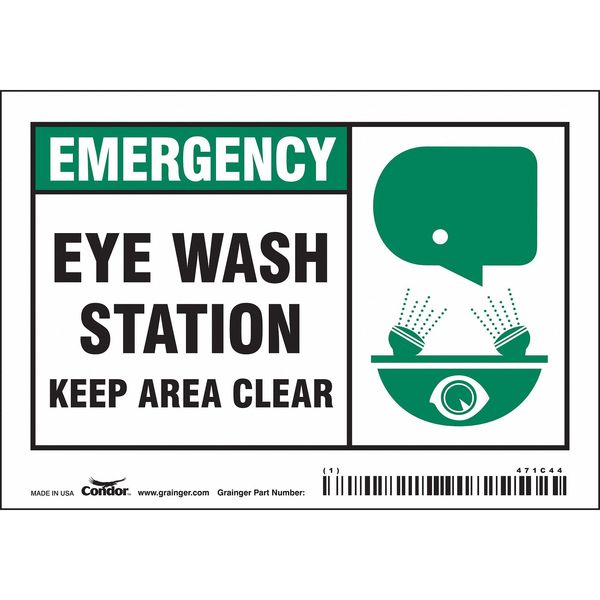Safety Sign, 3 1/2 in Height, 5 in Width, Vinyl, Horizontal Rectangle, English, 471C44