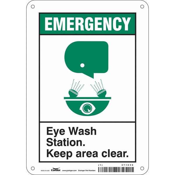 Safety Sign, 10 in Height, 7 in Width, Polyethylene, Horizontal Rectangle, English