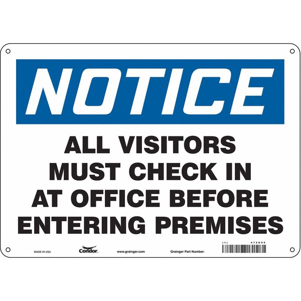 Safety Sign, 10 in Height, 14 in Width, Aluminum, Horizontal Rectangle, English, 472D90