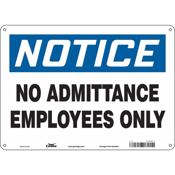Safety Sign, 10 in Height, 14 in Width, Aluminum, Horizontal Rectangle, English, 472D14