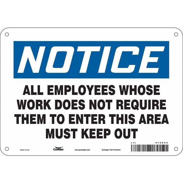 Safety Sign, 7 in Height, 10 in Width, Aluminum, Vertical Rectangle, English, 472D52