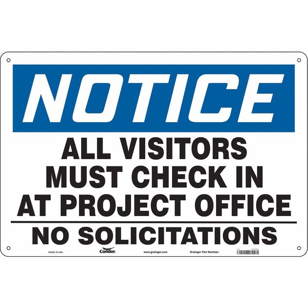 Safety Sign, 24 in H, 36 in W, Polyethylene, Horizontal Rectangle, English, 472F03