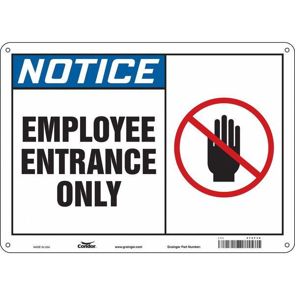 Safety Sign, 10 in Height, 14 in Width, Aluminum, Horizontal Rectangle, English, 472F30