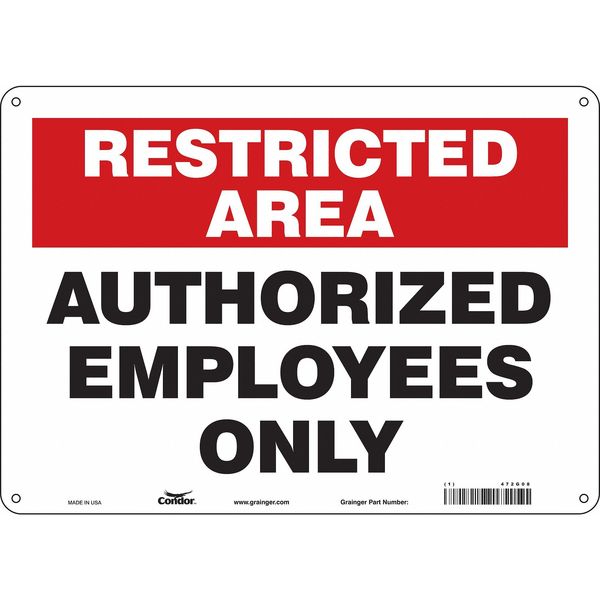 Safety Sign, 10 in Height, 14 in Width, Aluminum, Horizontal Rectangle, English, 472G08