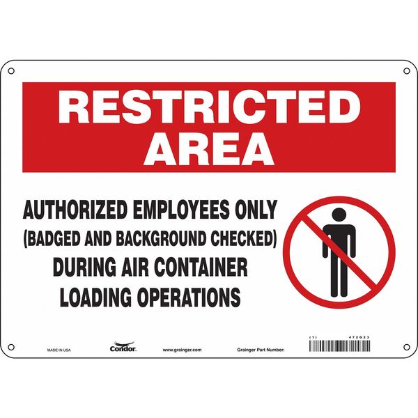 Safety Sign, 10 in Height, 14 in Width, Aluminum, Horizontal Rectangle, English, 472G23