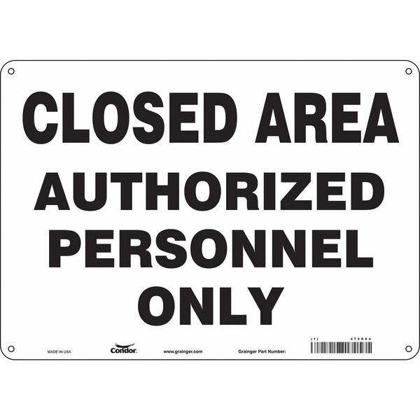 Safety Sign, 10 in Height, 14 in Width, Aluminum, Horizontal Rectangle, English, 472G64