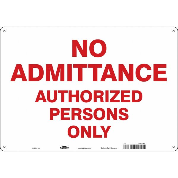 Safety Sign, 14 in H, 20 in W, Aluminum, Horizontal Rectangle, English, 472H21