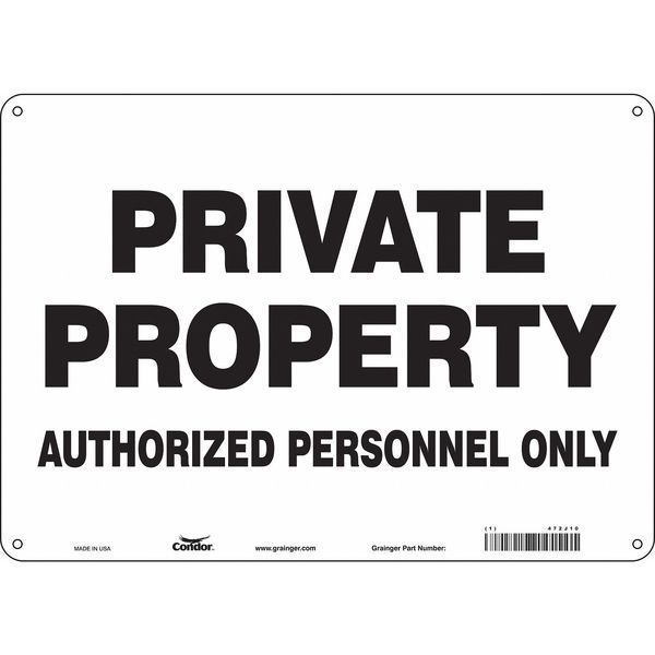 Safety Sign, 10 in Height, 14 in Width, Aluminum, Horizontal Rectangle, English, 472J10