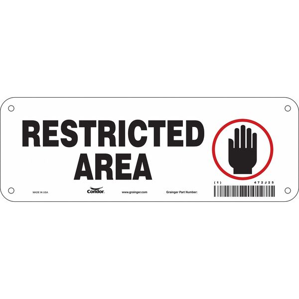 Safety Sign, 3 1/2 in H, 10 in W, Aluminum, Vertical Rectangle, English, 472J25