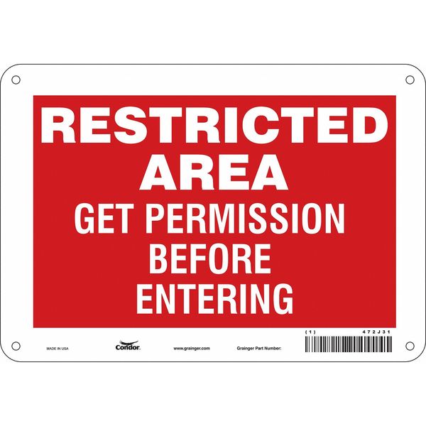 Safety Sign, 7 in Height, 10 in Width, Aluminum, Vertical Rectangle, English, 472J31