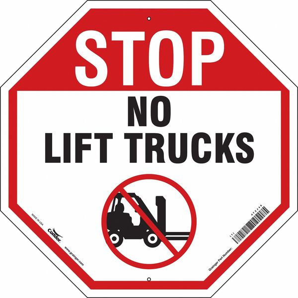 Safety Sign, 24 in H, 24 in W, Aluminum, Octagon, English, 472J46