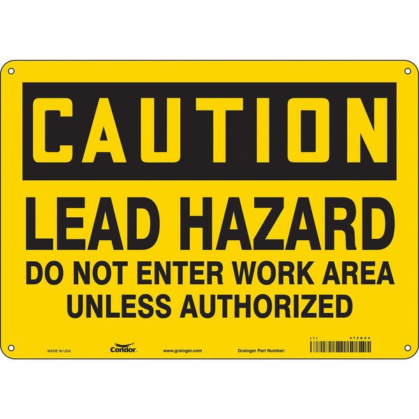 Safety Sign, 10 in Height, 14 in Width, Aluminum, Horizontal Rectangle, English, 472K84