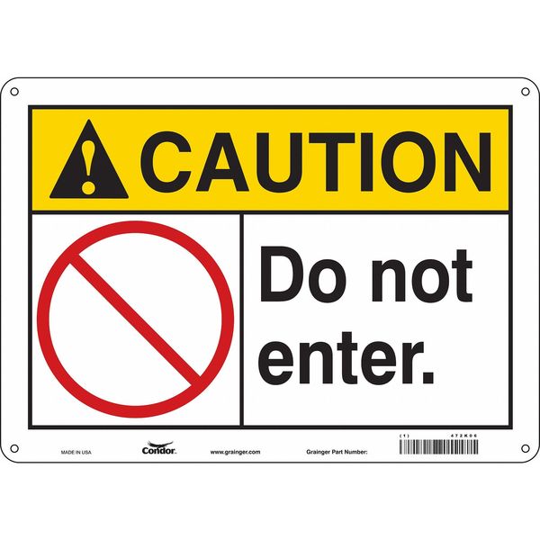 Safety Sign, 10 in Height, 14 in Width, Aluminum, Horizontal Rectangle, English, 472K06