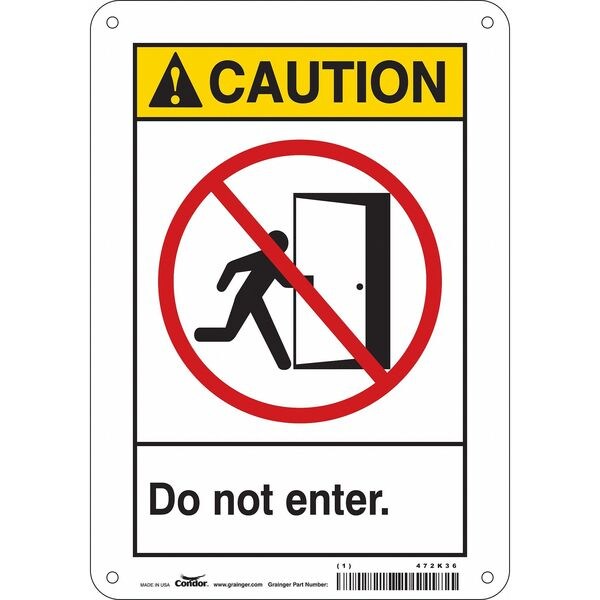 Safety Sign, 10 in Height, 7 in Width, Aluminum, Horizontal Rectangle, English, 472K36