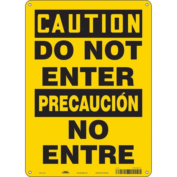 Safety Sign, 14 in Height, 10 in Width, Aluminum, Vertical Rectangle, English, Spanish, 472K44