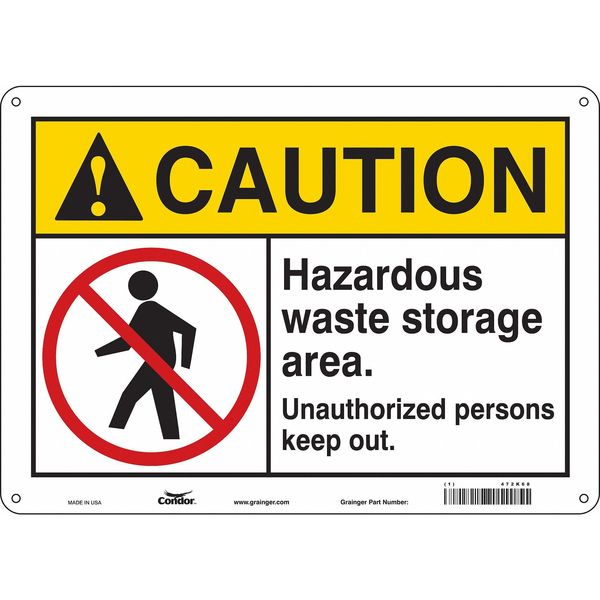 Safety Sign, 10 in Height, 14 in Width, Aluminum, Horizontal Rectangle, English, 472K68