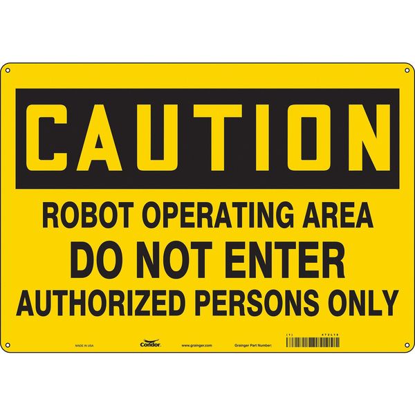 Safety Sign, 14 in Height, 20 in Width, Aluminum, Horizontal Rectangle, English