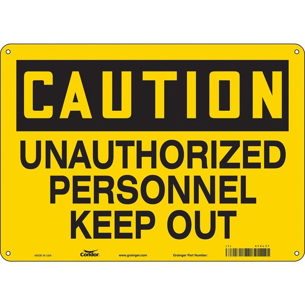Safety Sign, 10 in Height, 14 in Width, Aluminum, Horizontal Rectangle, English, 472L37