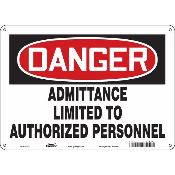 Safety Sign, 10 in Height, 14 in Width, Aluminum, Horizontal Rectangle, English, 472L51