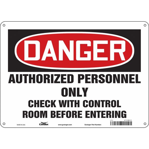 Safety Sign, 10 in Height, 14 in Width, Aluminum, Horizontal Rectangle, English, 472M03