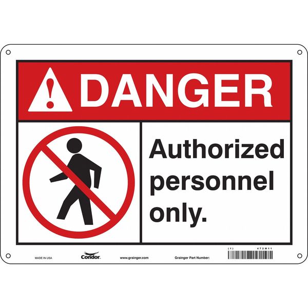 Safety Sign, 10 in Height, 14 in Width, Aluminum, Horizontal Rectangle, English, 472M11