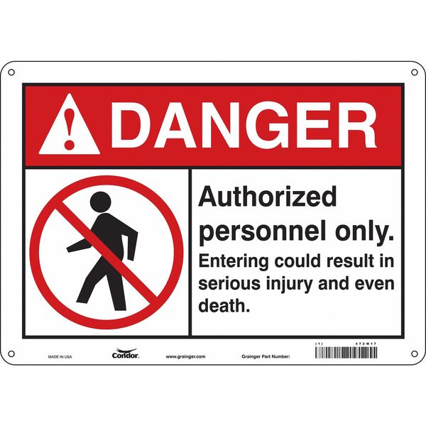Safety Sign, 10 in Height, 14 in Width, Aluminum, Horizontal Rectangle, English, 472M17