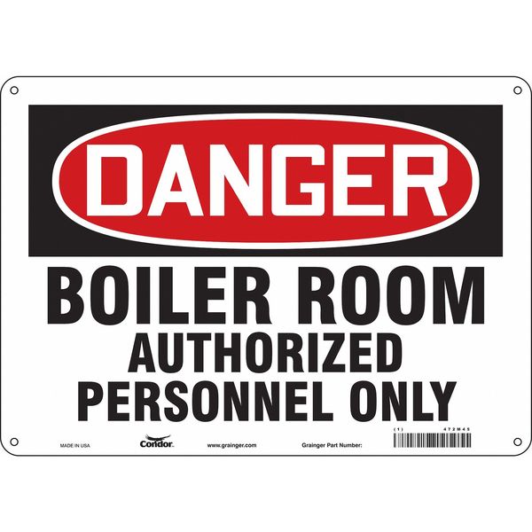 Safety Sign, 10 in Height, 14 in Width, Aluminum, Horizontal Rectangle, English, 472M45