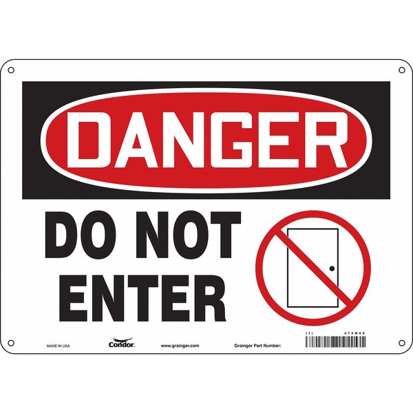 Safety Sign, 10 in Height, 14 in Width, Polyethylene, Horizontal Rectangle, English, 472M68