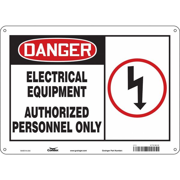 Safety Sign, 10 in Height, 14 in Width, Aluminum, Horizontal Rectangle, English, 472N80