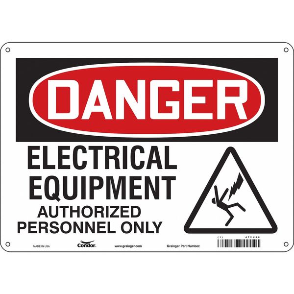 Safety Sign, 10 in Height, 14 in Width, Aluminum, Horizontal Rectangle, English, 472N88