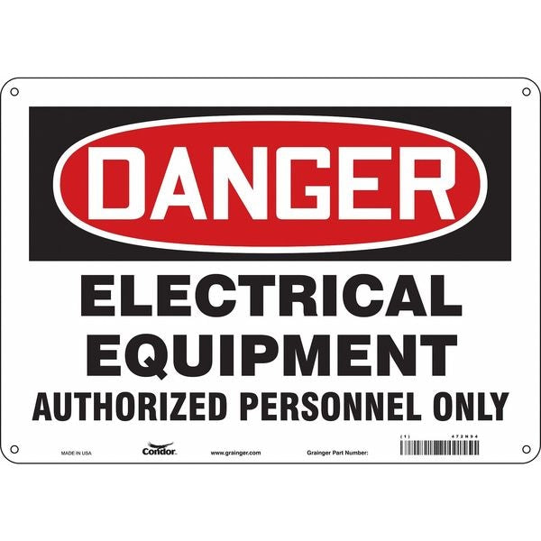 Safety Sign, 10 in Height, 14 in Width, Aluminum, Horizontal Rectangle, English, 472N94