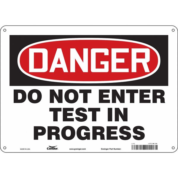 Safety Sign, 10 in Height, 14 in Width, Aluminum, Horizontal Rectangle, English, 472N28