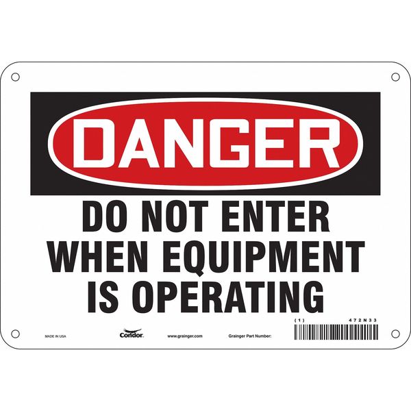 Safety Sign, 7 in Height, 10 in Width, Aluminum, Vertical Rectangle, English, 472N33