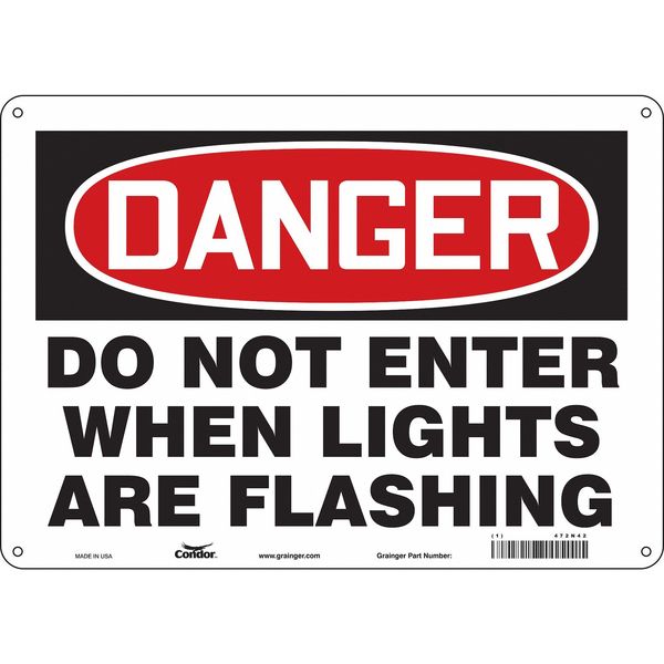 Safety Sign, 10 in Height, 14 in Width, Fiberglass, Horizontal Rectangle, English