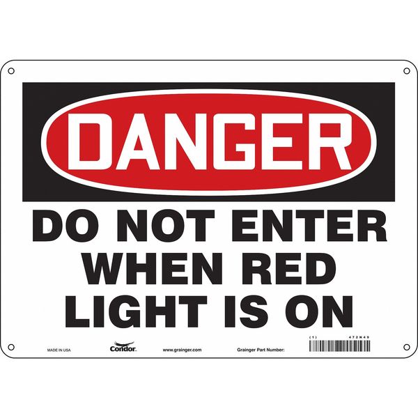 Safety Sign, 10 in Height, 14 in Width, Aluminum, Horizontal Rectangle, English, 472N49