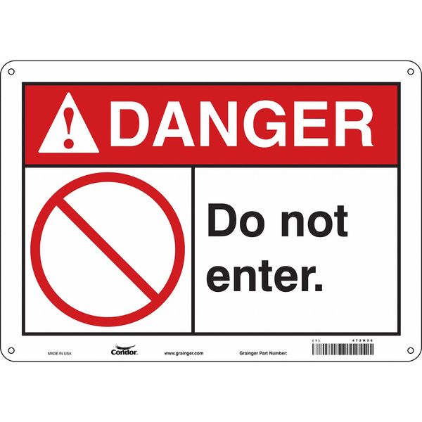 Safety Sign, 10 in Height, 14 in Width, Aluminum, Horizontal Rectangle, English, 472N56
