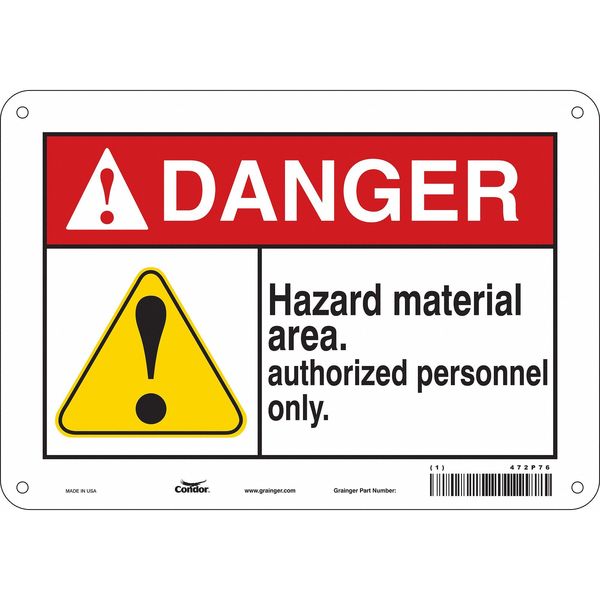Safety Sign, 7 in Height, 10 in Width, Aluminum, Vertical Rectangle, English, 472P76