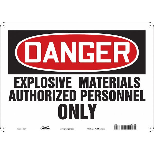 Safety Sign, 10 in Height, 14 in Width, Aluminum, Horizontal Rectangle, English, 472P32