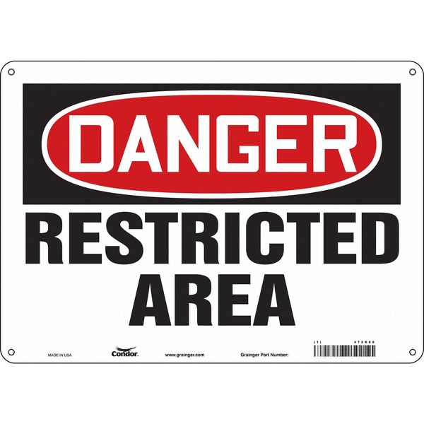 Safety Sign, 10 in Height, 14 in Width, Polyethylene, Horizontal Rectangle, English, 472R88
