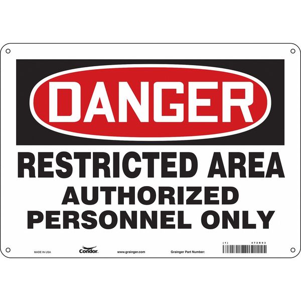 Safety Sign, 10 in Height, 14 in Width, Aluminum, Horizontal Rectangle, English, 472R93